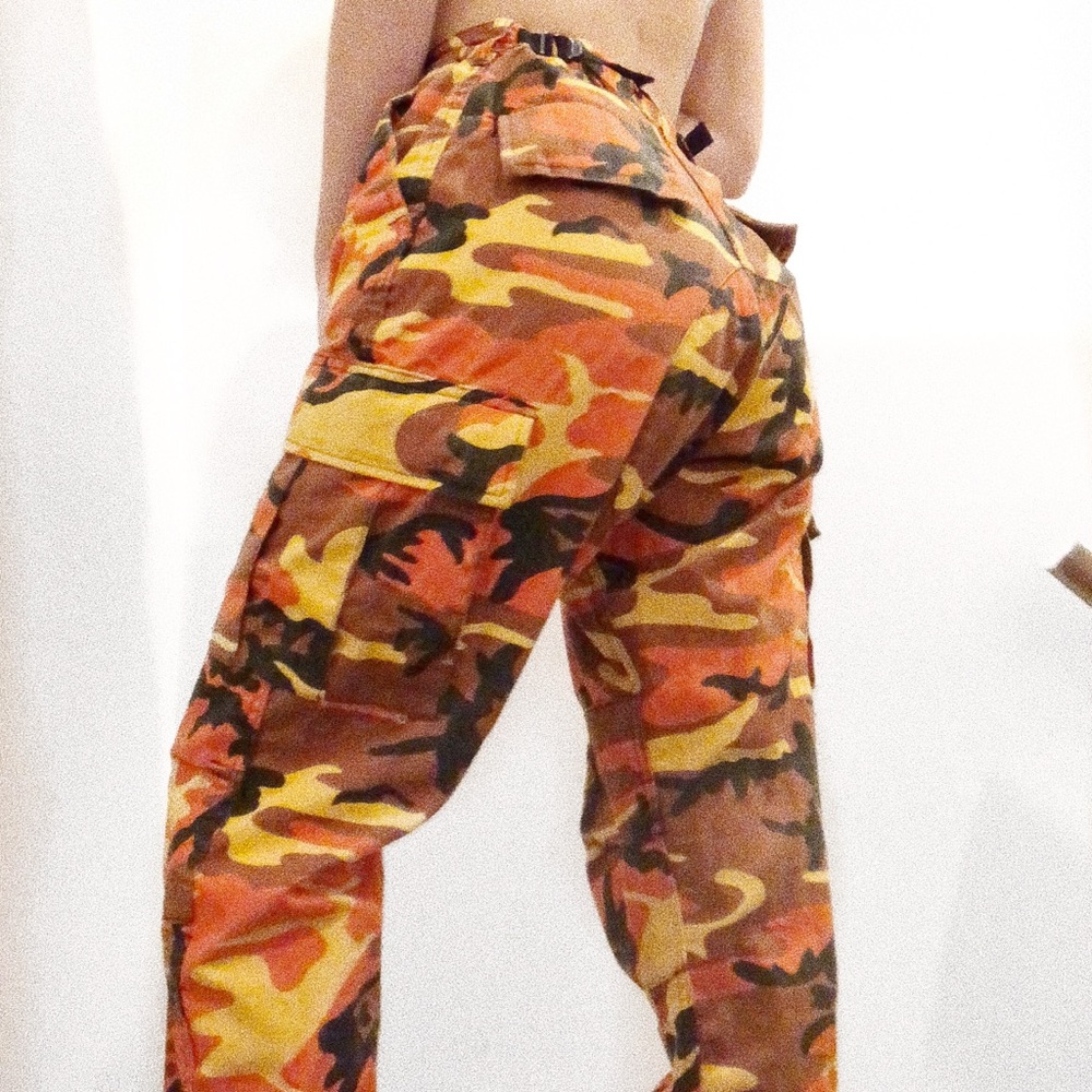 Orange yellow and black camo pants !